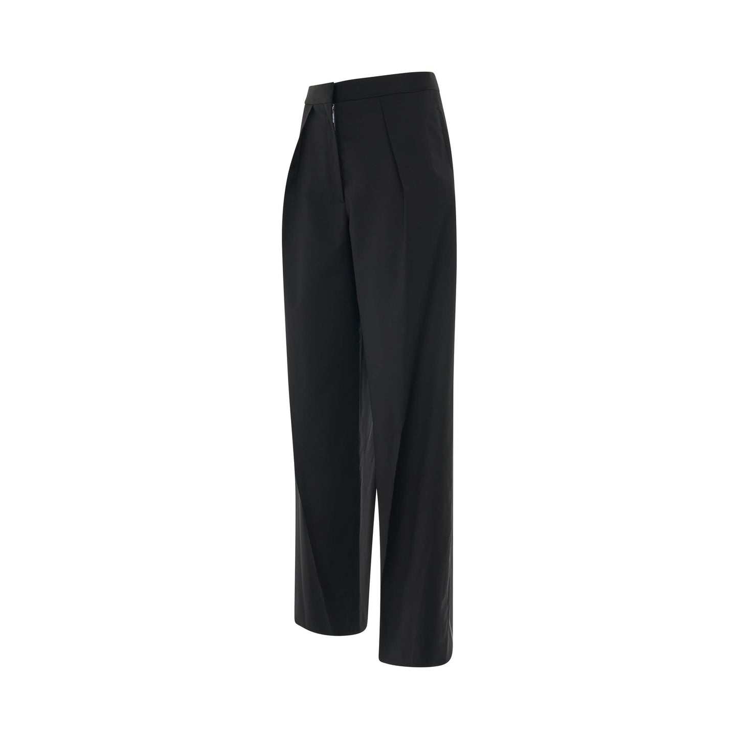 Pleated Wool Trousers in Black