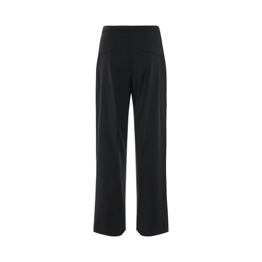 Pleated Wool Trousers in Black