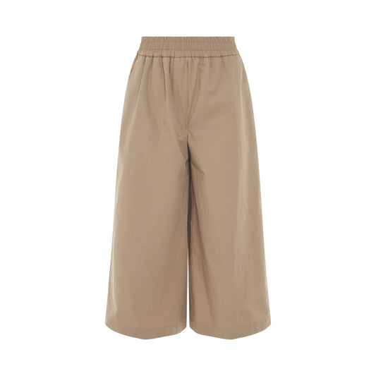 Cropped Cotton Trousers in Sandstone