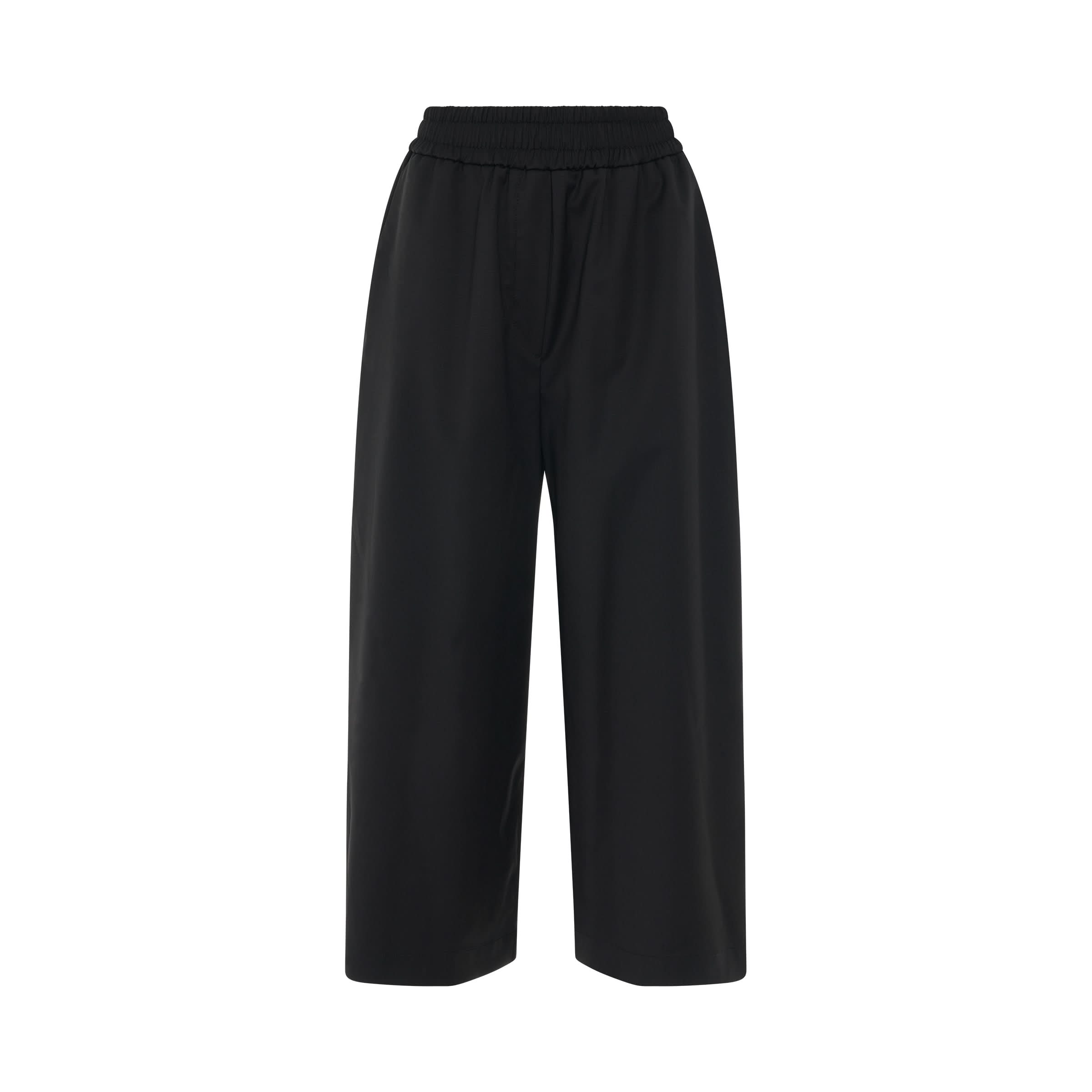 Cropped Trousers in Wool in Black