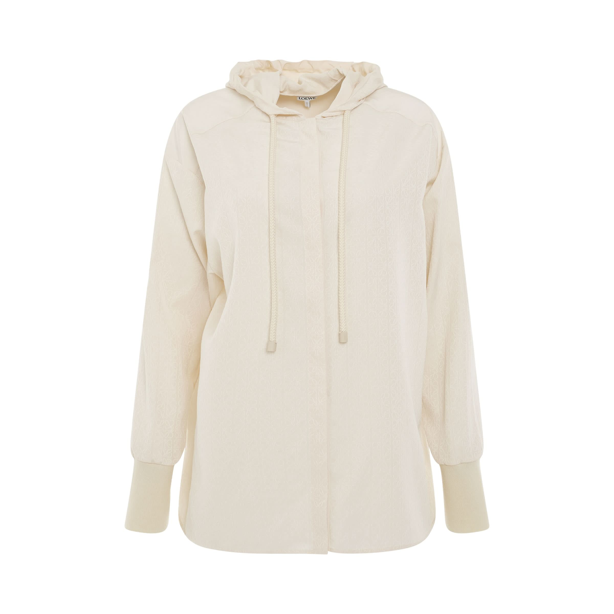 Anagram Jacquard Hooded Shirt in Ivory