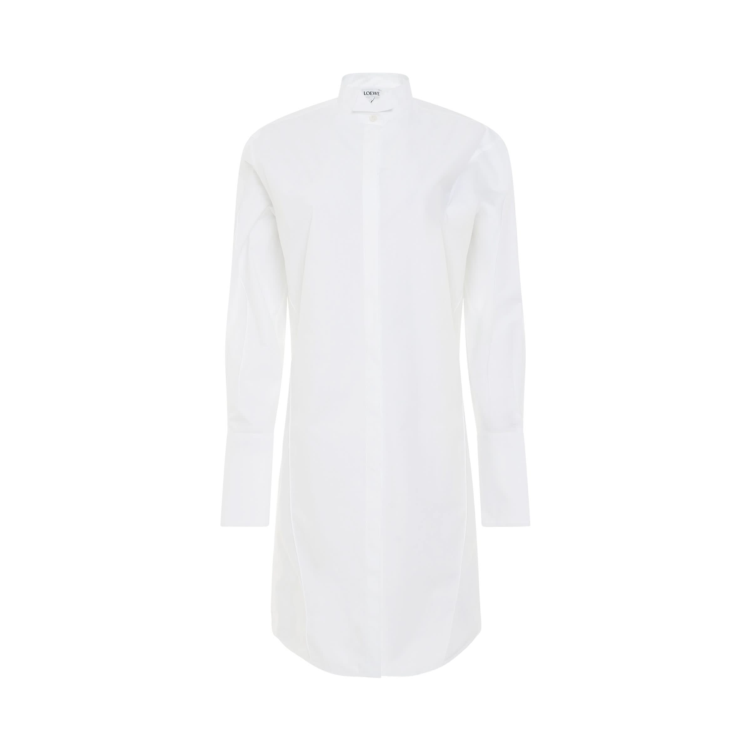 Pleated Shirt Dress in Optic White