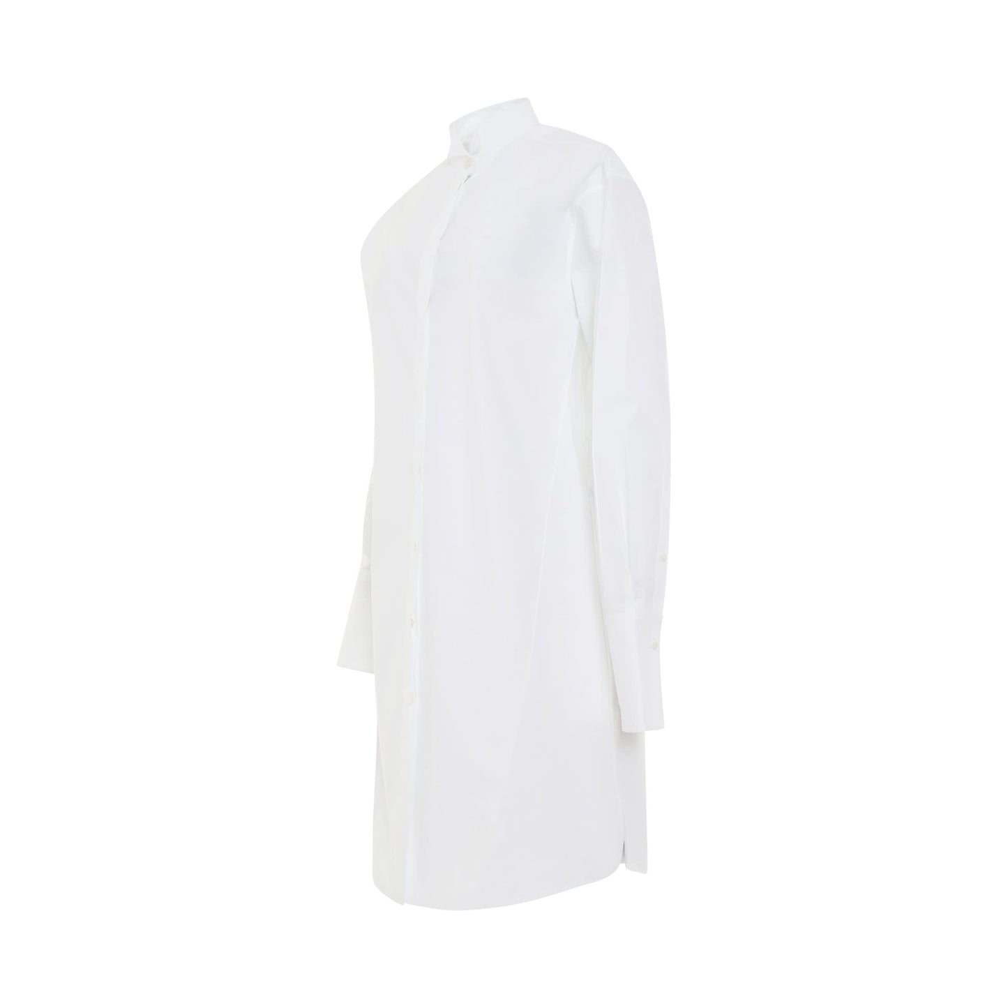 Pleated Shirt Dress in Optic White