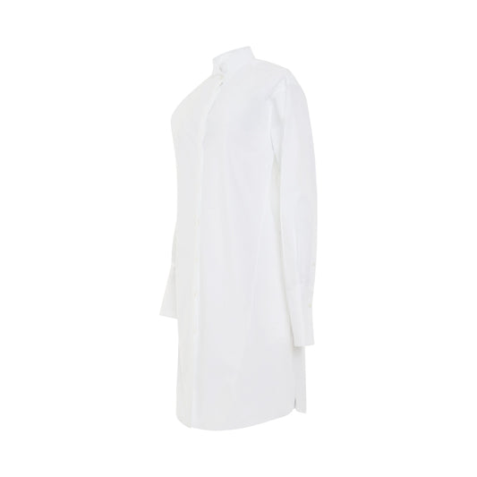 Pleated Shirt Dress in Optic White