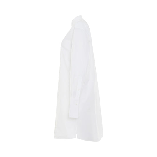 Pleated Shirt Dress in Optic White