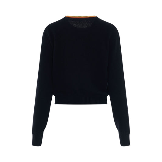 Logo Anagram Cropped Sweater in Black