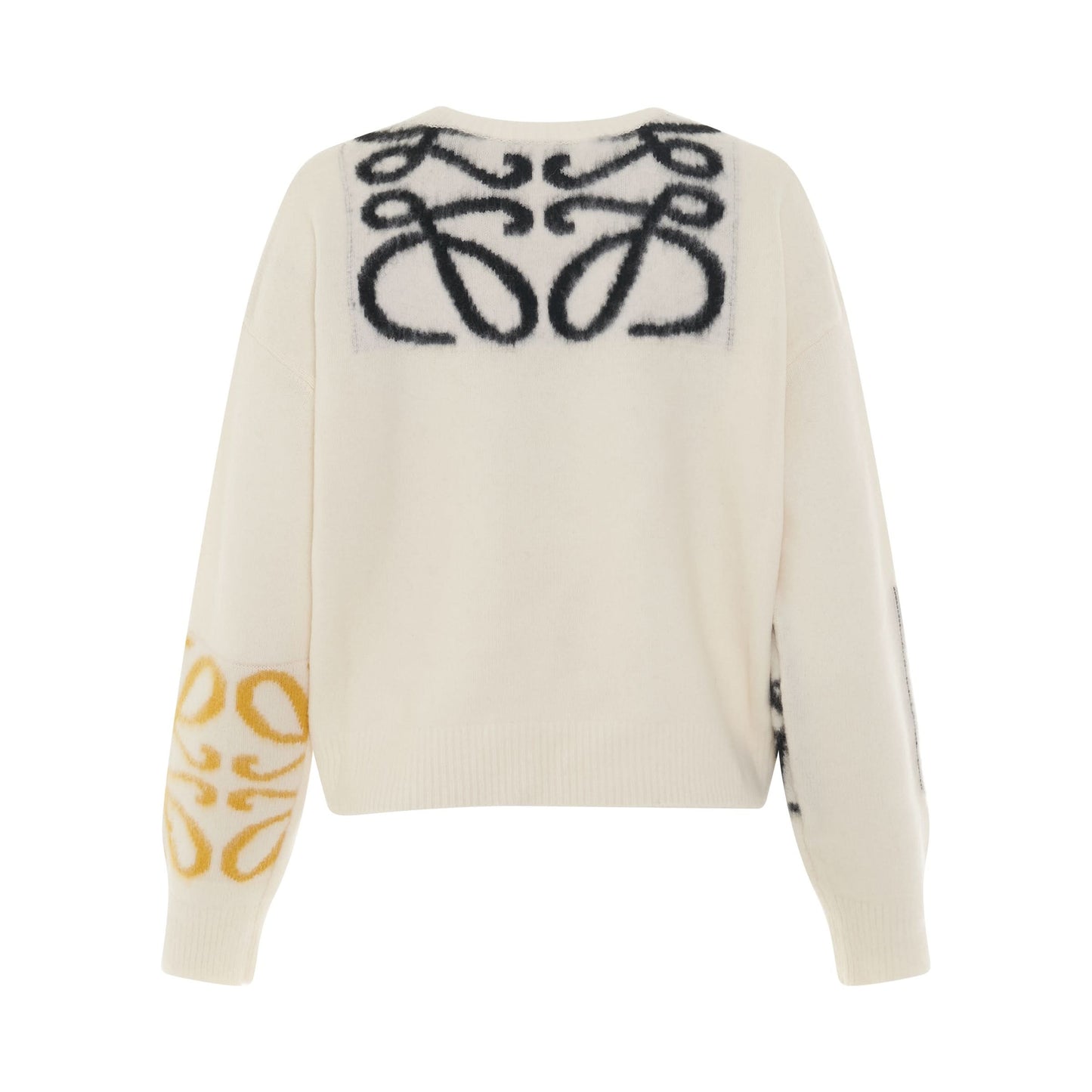 Anagram Intarsia Wool Sweater in Soft White