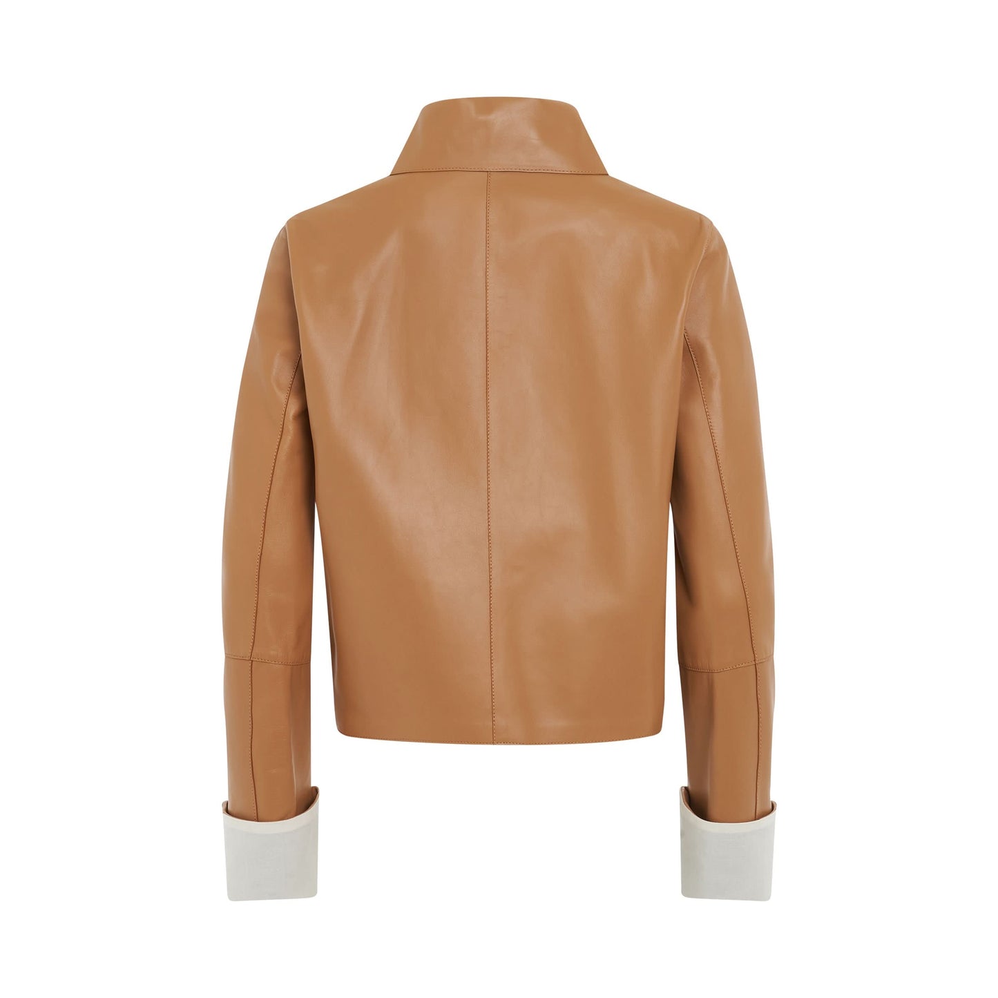 Button Jacket in Nappa Lambskin in Warm Desert