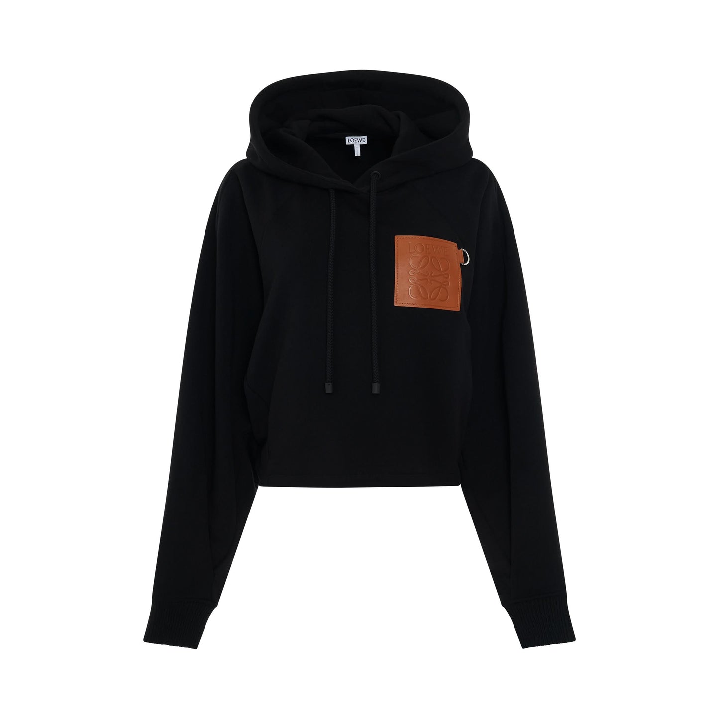 Anagram Cropped Hoodie in Black