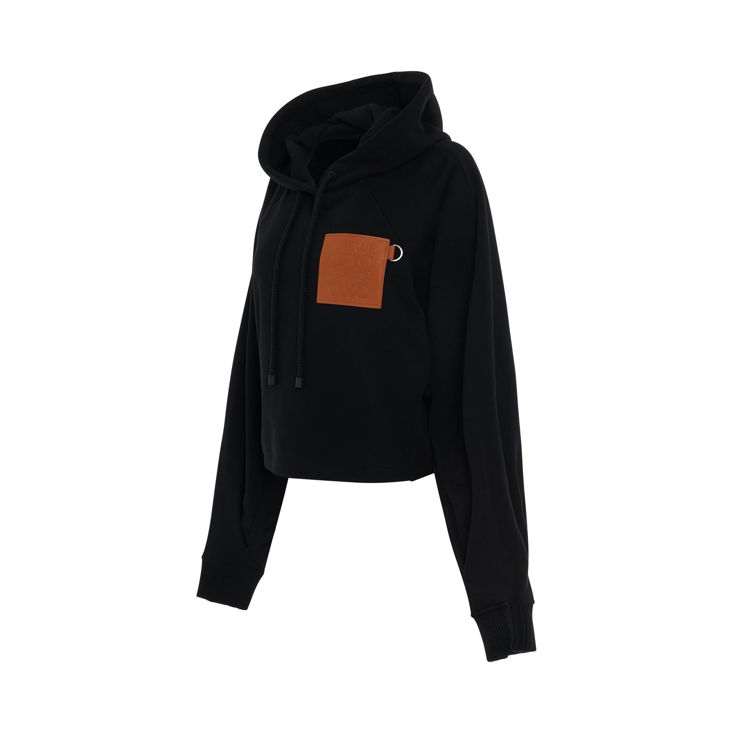 Anagram Cropped Hoodie in Black