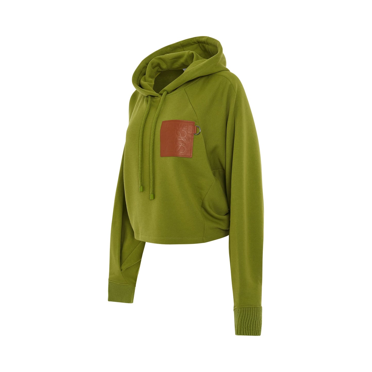 Anagram Cropped Hoodie in Green Bean