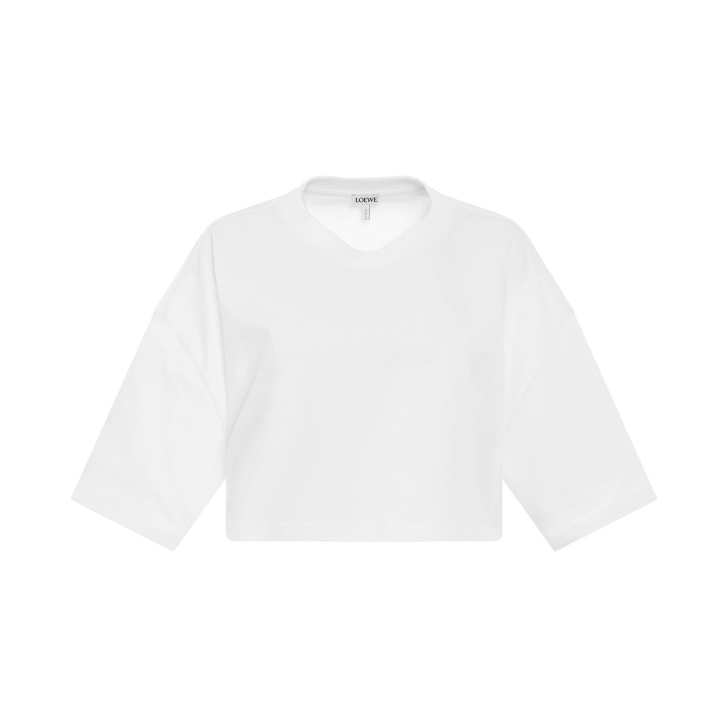 Anagram Cropped Cotton T-Shirt in White