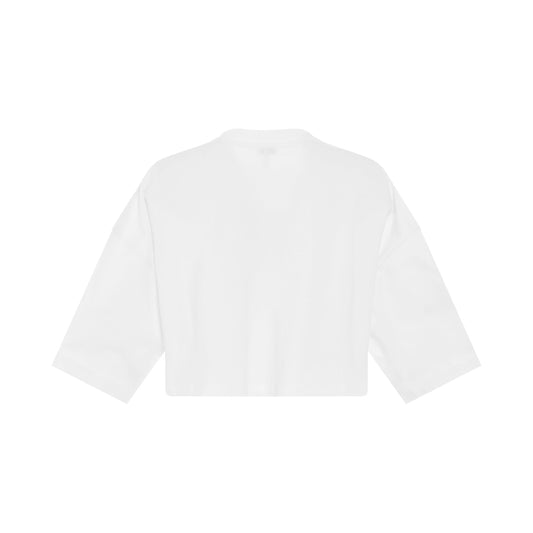 Anagram Cropped Cotton T-Shirt in White