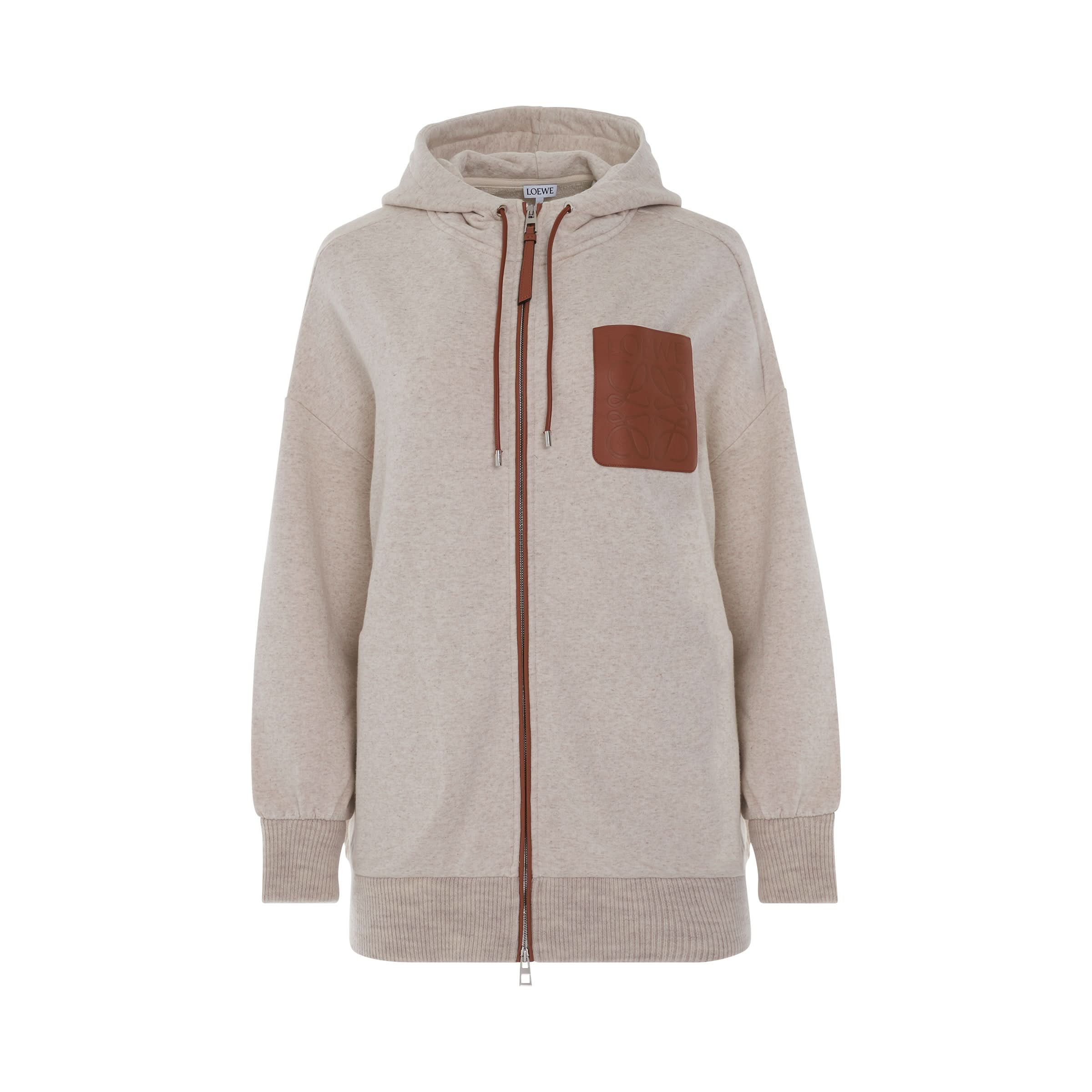 Long Oversize Zip Hoodie in Ivory