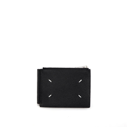 Four Stitch Money Clip Wallet in Black