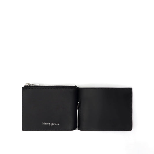 Four Stitch Money Clip Wallet in Black