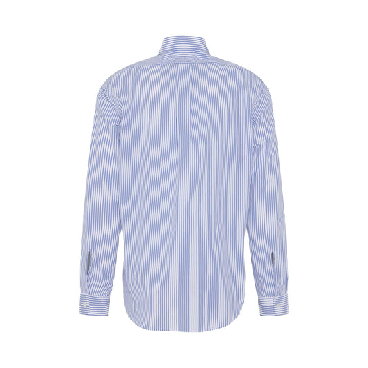 Cotton Striped Long Sleeve Shirt in Blue