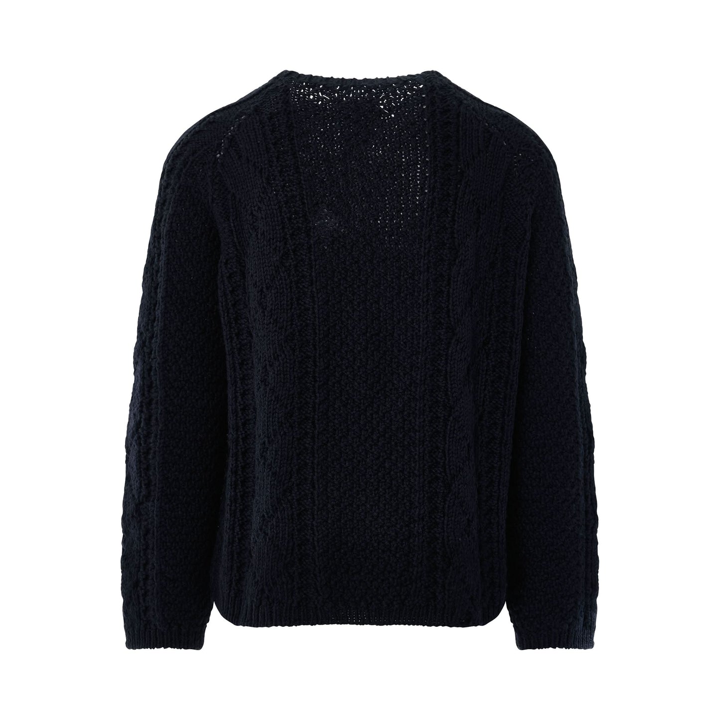 Distressed Panel Knit Sweater in Navy