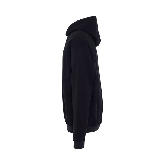 Long Sleeve Cotton Hoodie in Washed Black