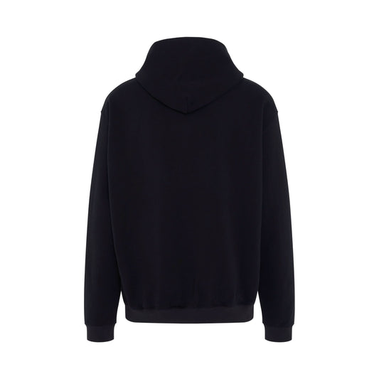 Long Sleeve Cotton Hoodie in Washed Black