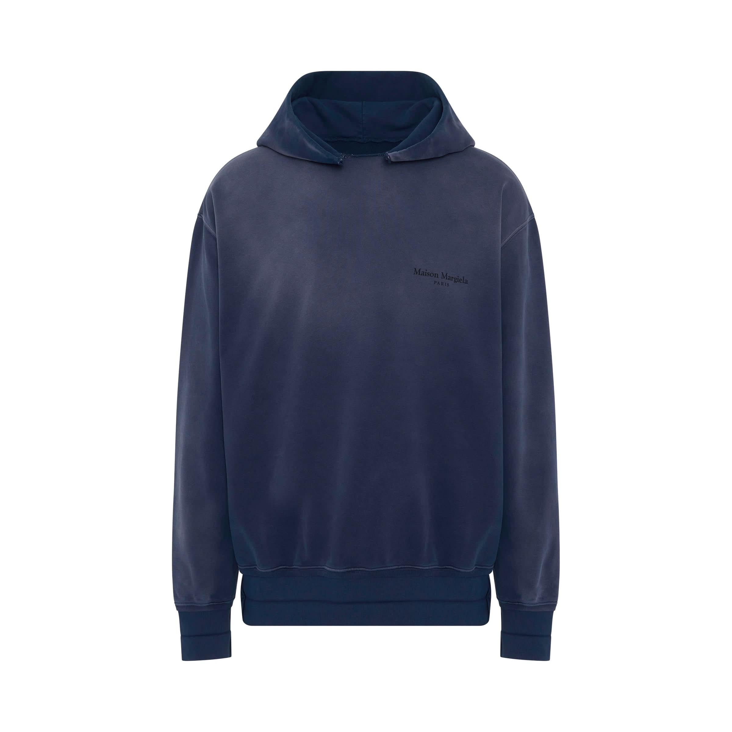 Long Sleeve Cotton Hoodie in Washed Blue