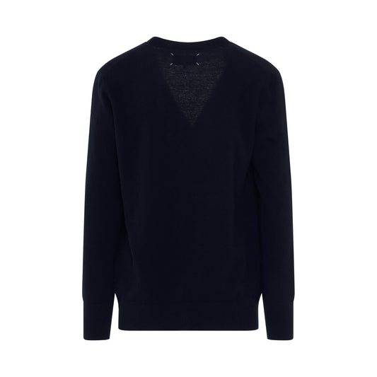 Long Sleeve Knit Pullover in Navy