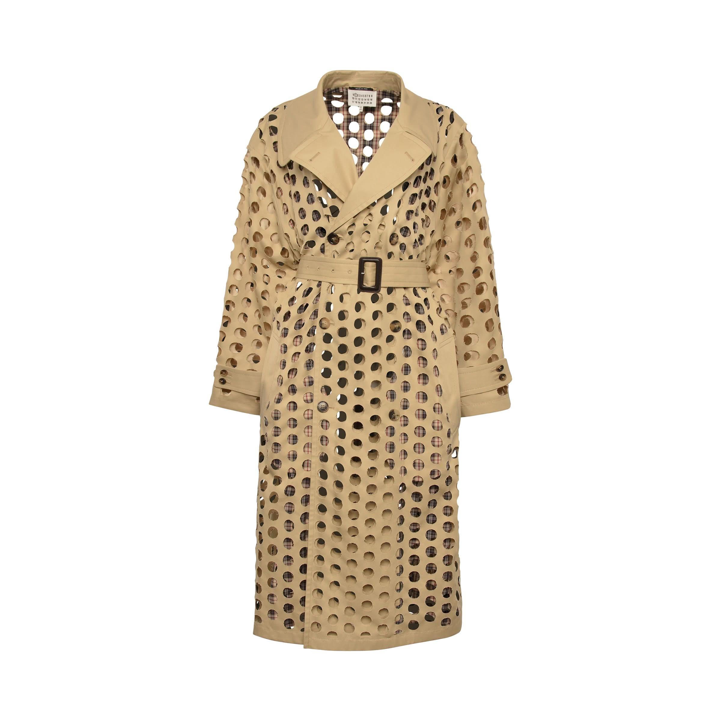 Cutout Holes Trench Coat in Beige