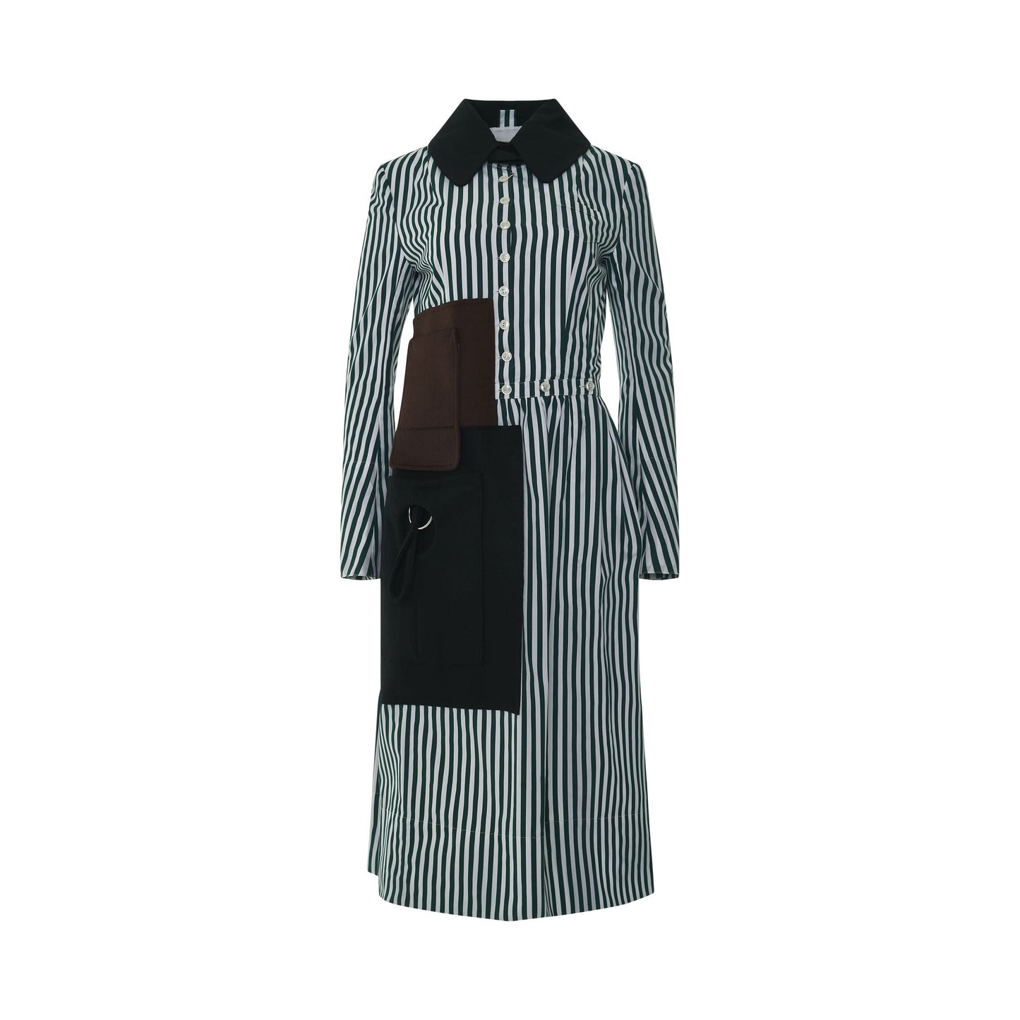 Long Stripe Shirt Dress in White