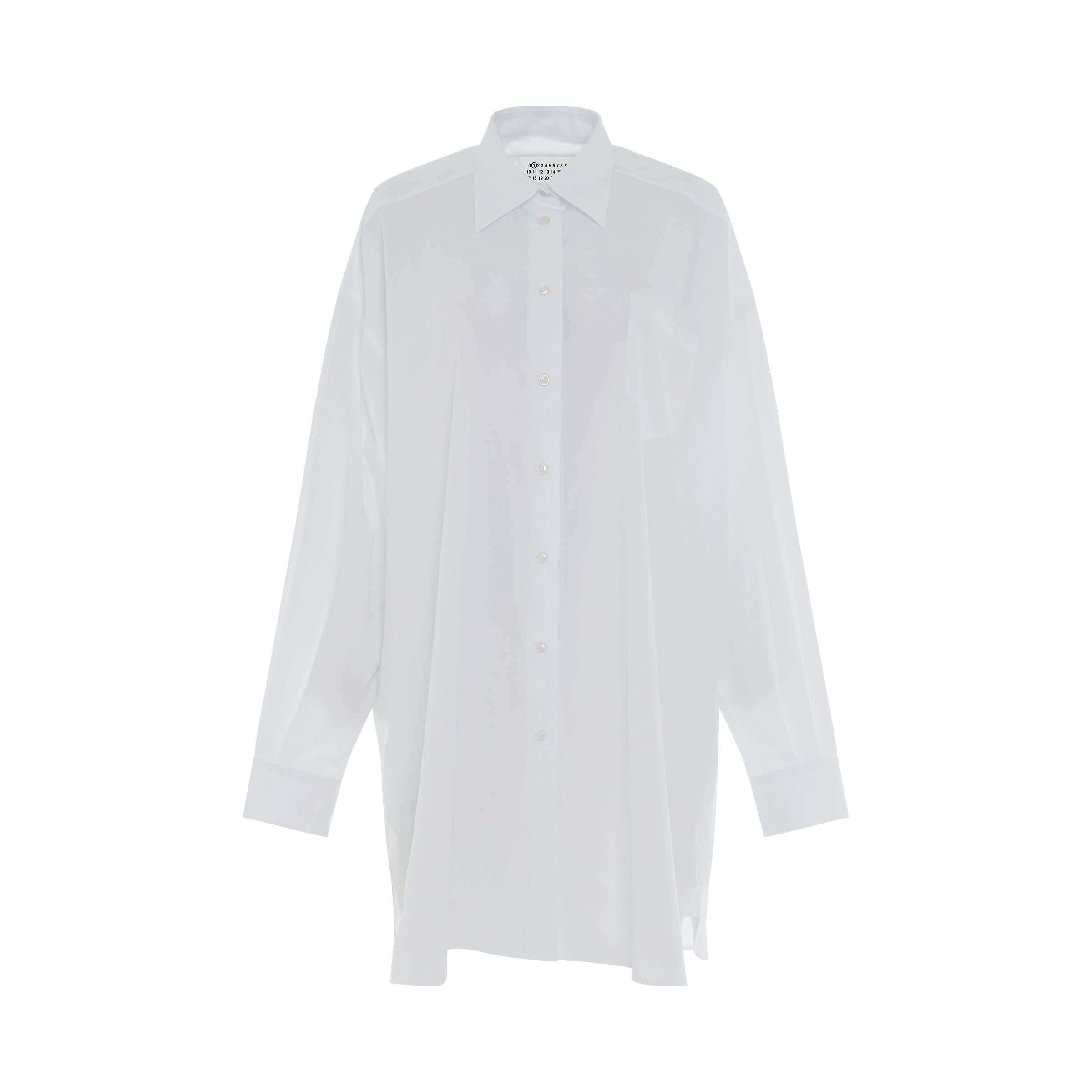 Puff Sleeve Long Shirt in White