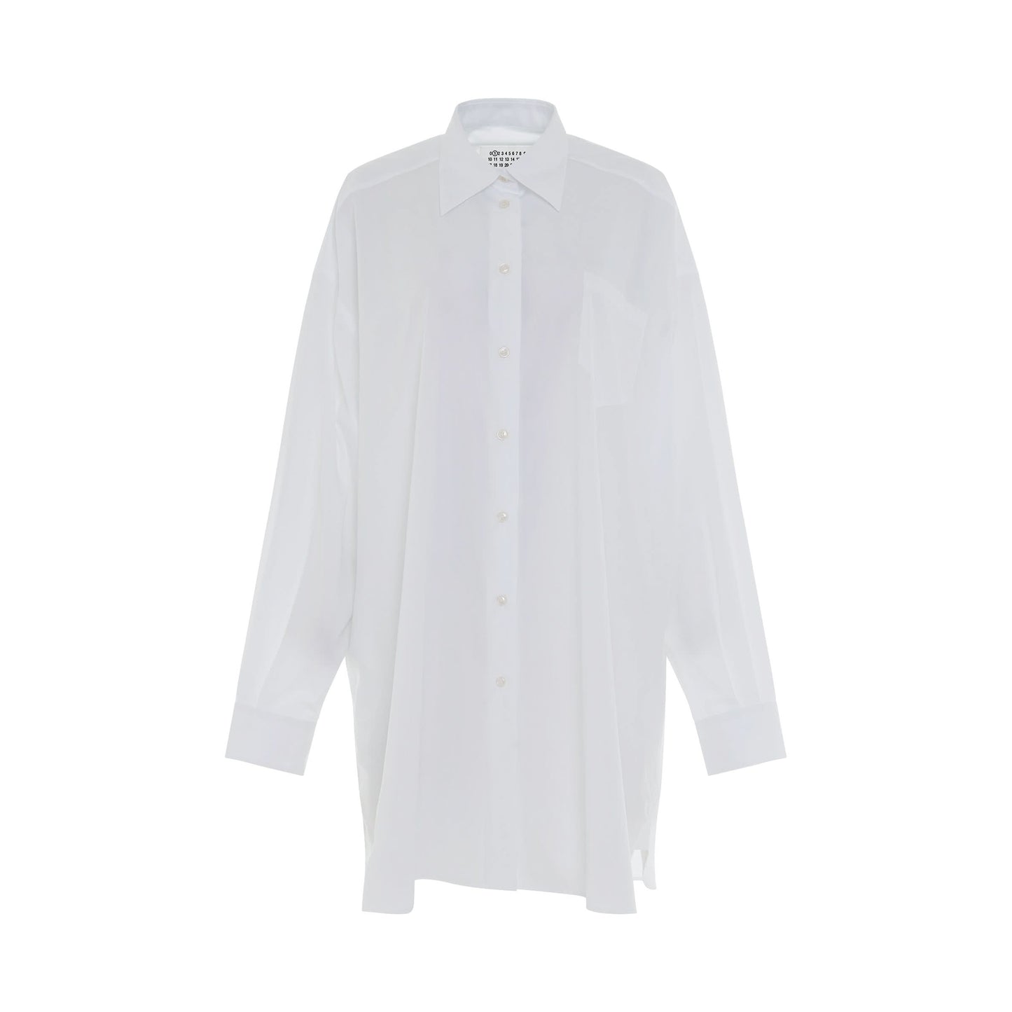 Puff Sleeve Long Shirt in White