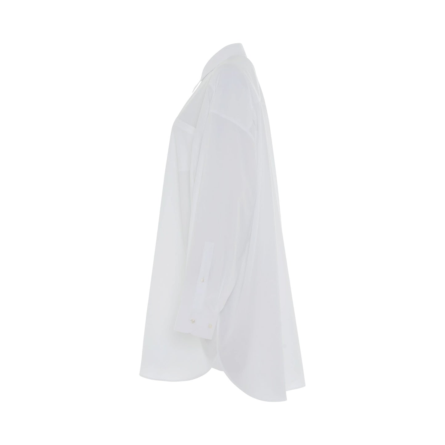 Puff Sleeve Long Shirt in White