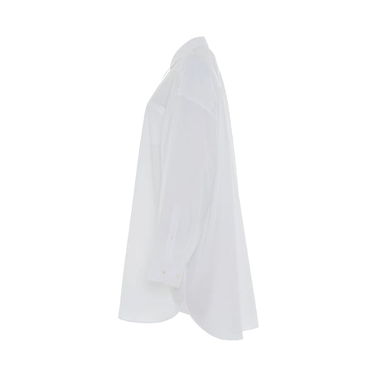 Puff Sleeve Long Shirt in White