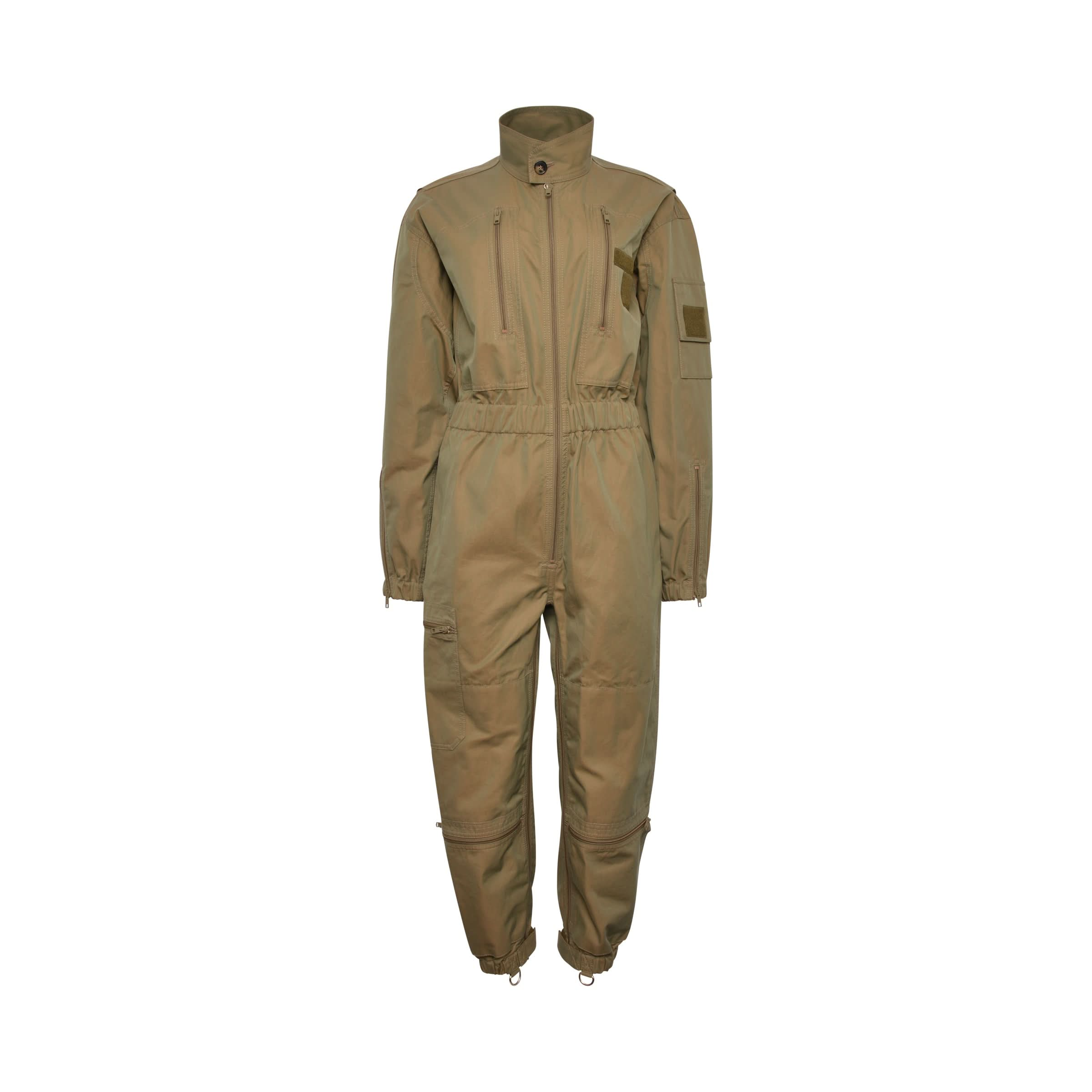 Zipped Jumpsuit in Khaki