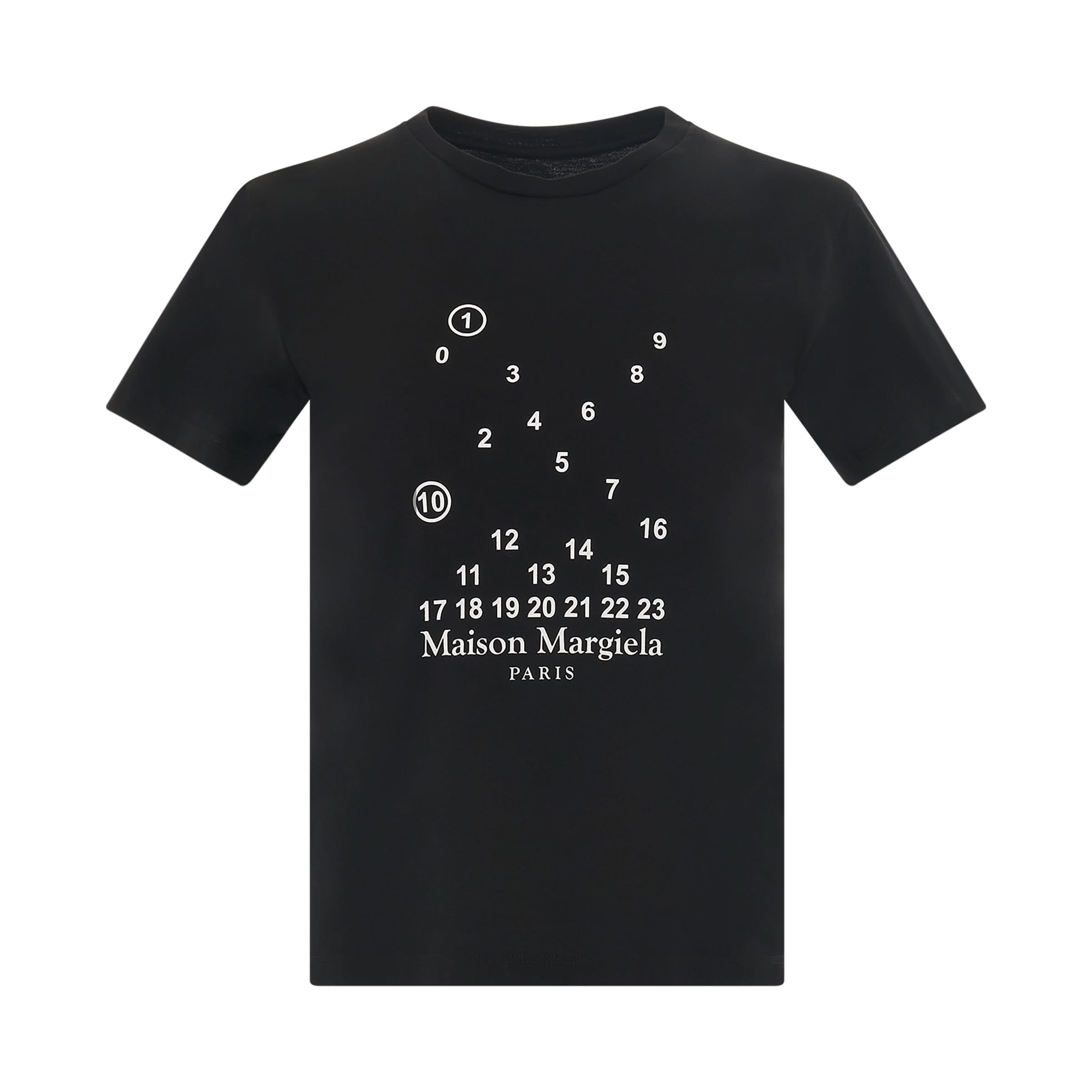 Scattered Numeric Logo Slim Fit T-Shirt in Black