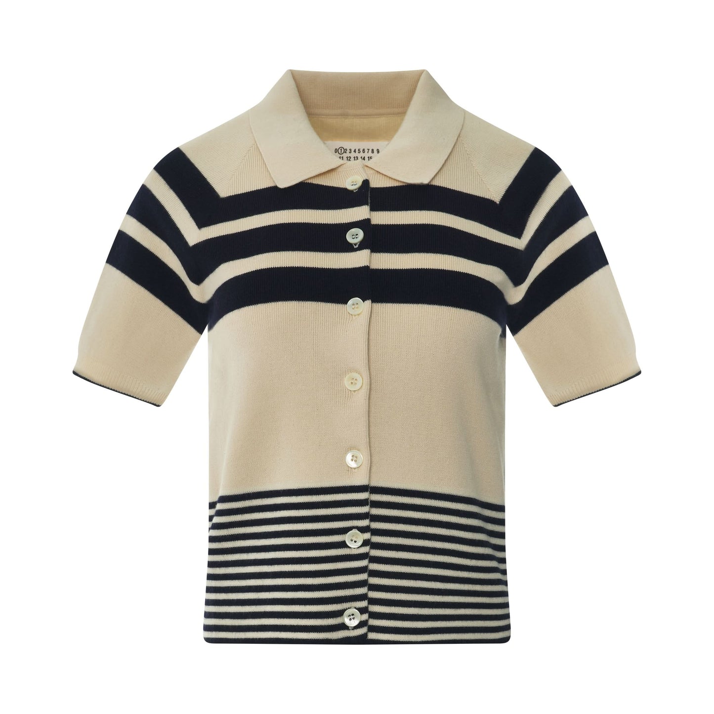 Short Sleeve Stripe Polo Top in Green