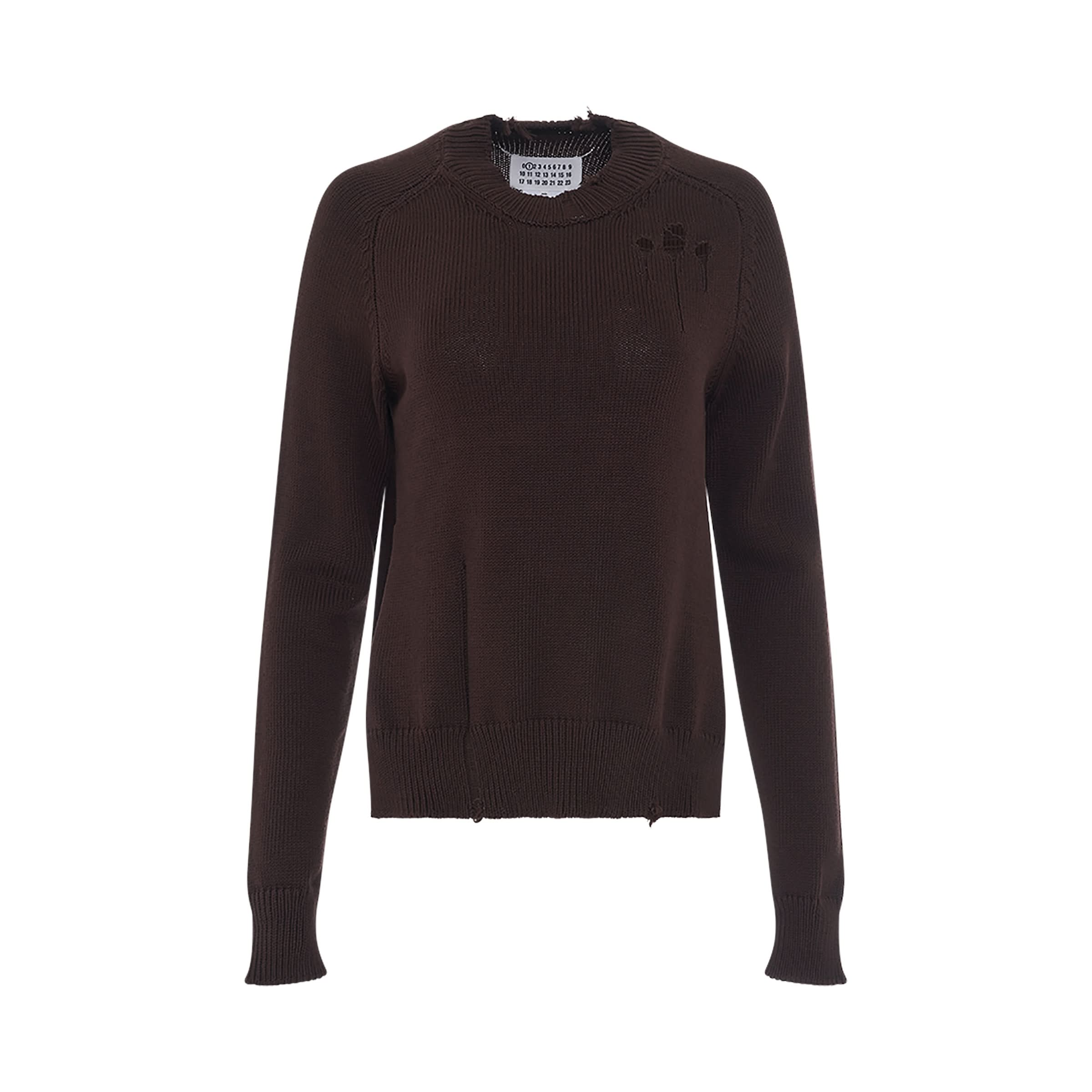 Knitted Long Sleeve Sweater in Brown