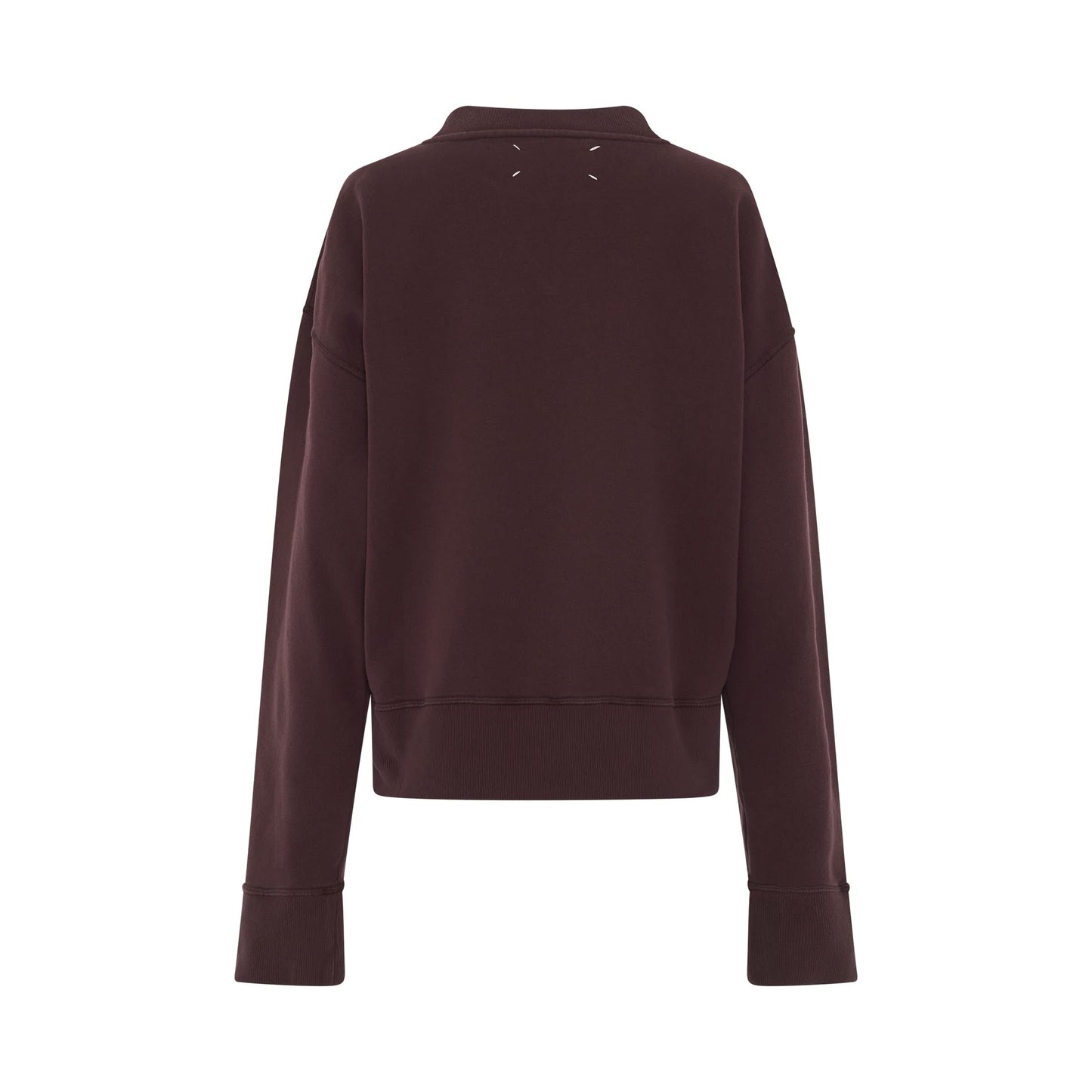 Upside Down Logo Cotton Sweatshirt in Burgundy