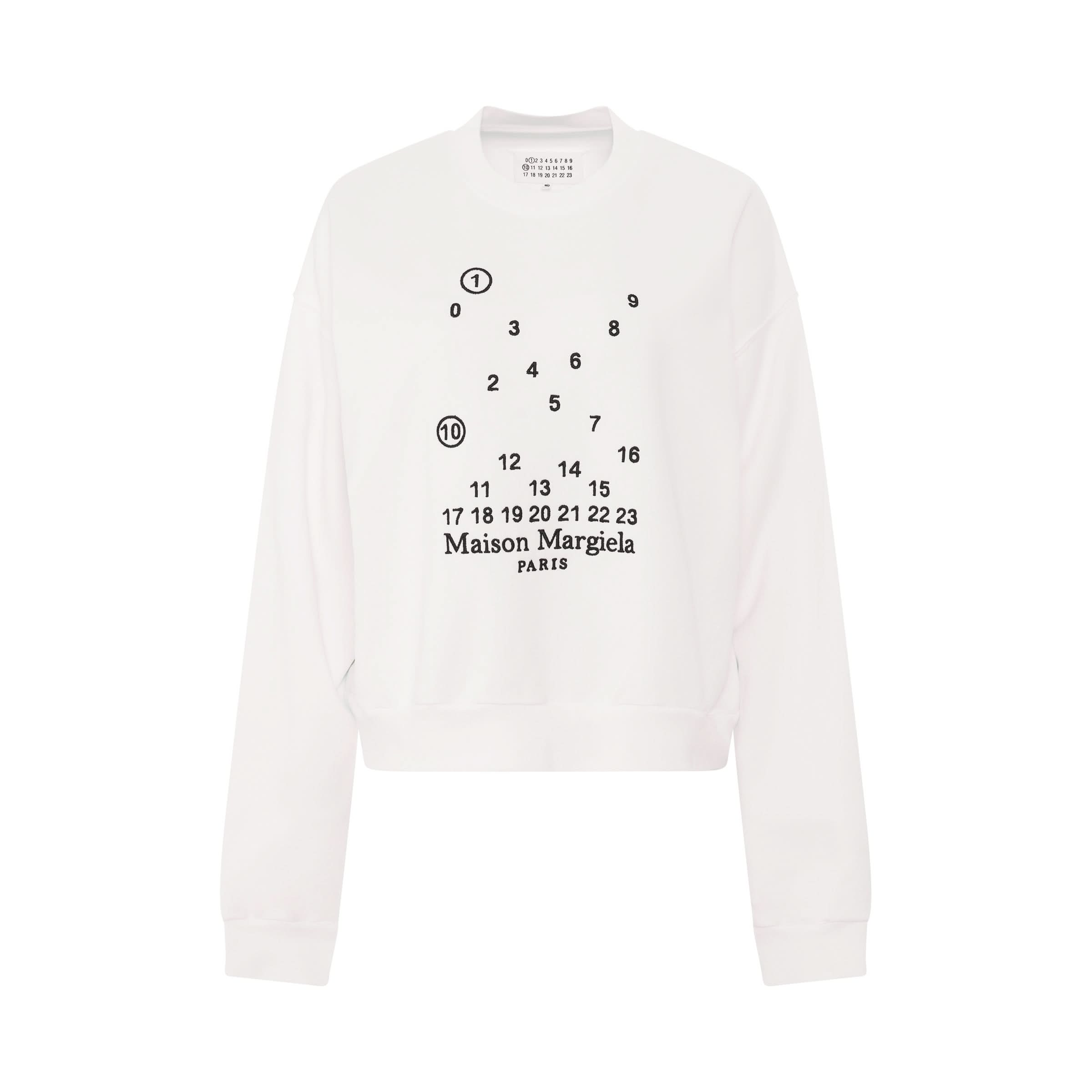 Scattered Numeric Logo Sweatshirt in White