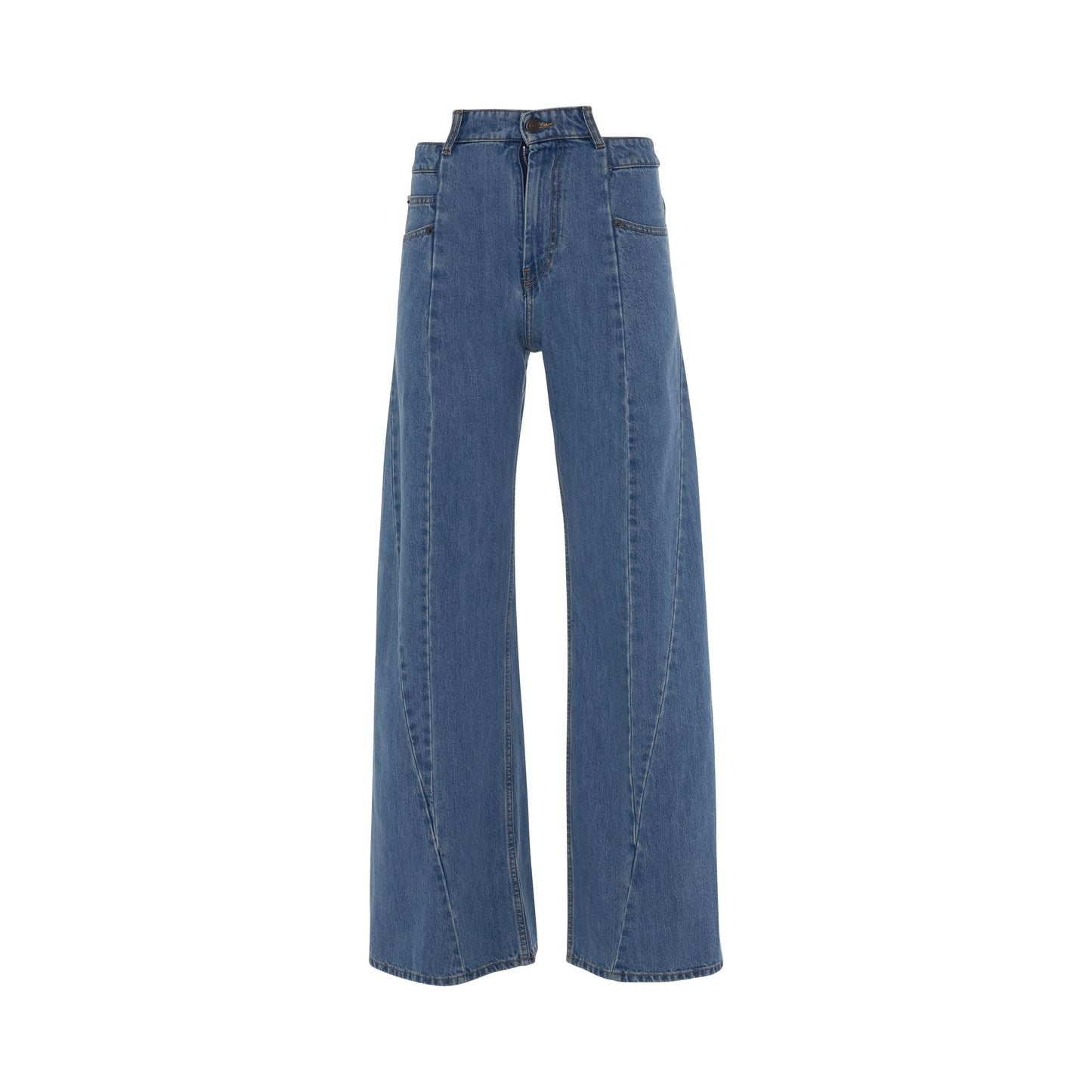 Cut Out Waistband Relaxed Fit Denim Jeans