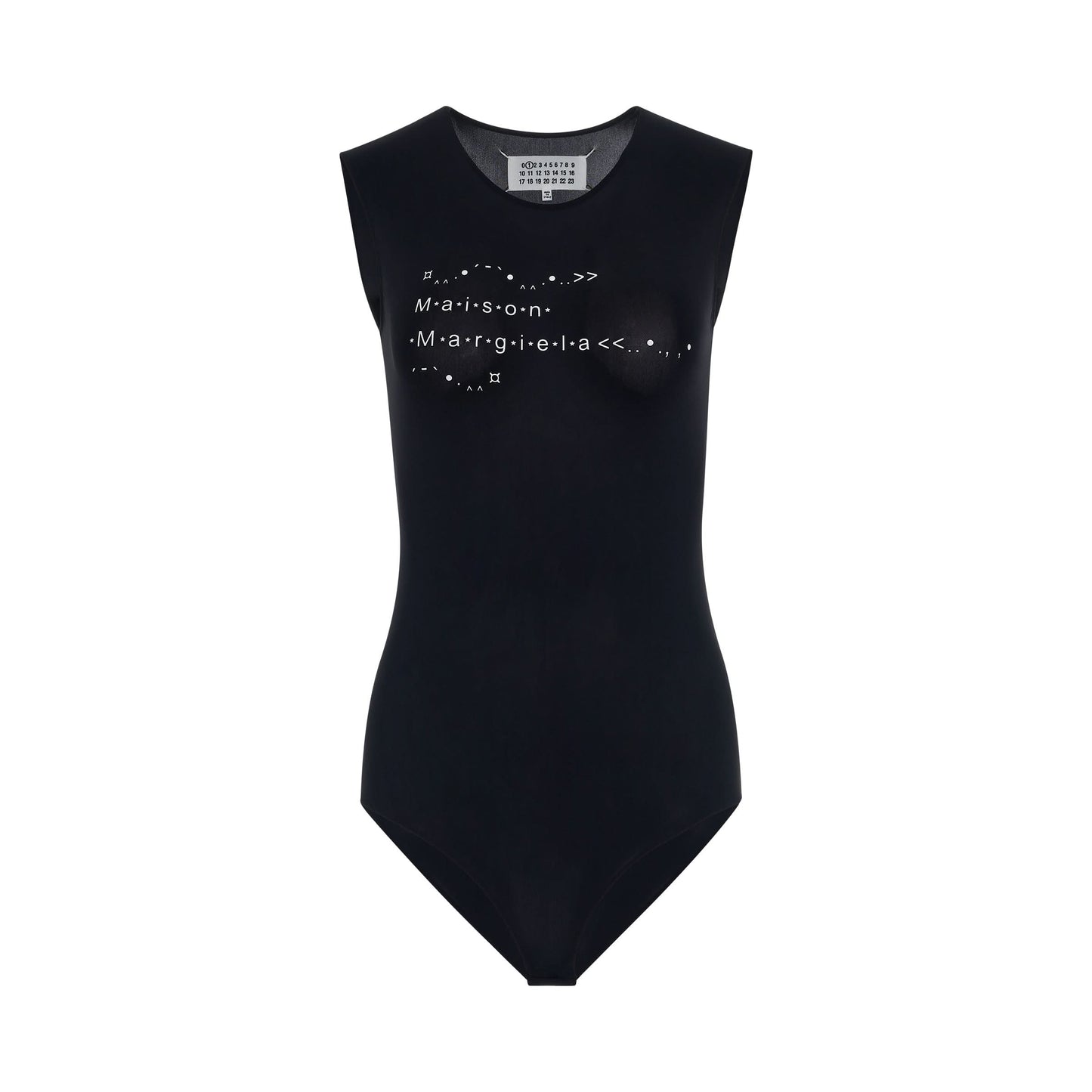 Logo Print Sleeveless Bodysuit in Black