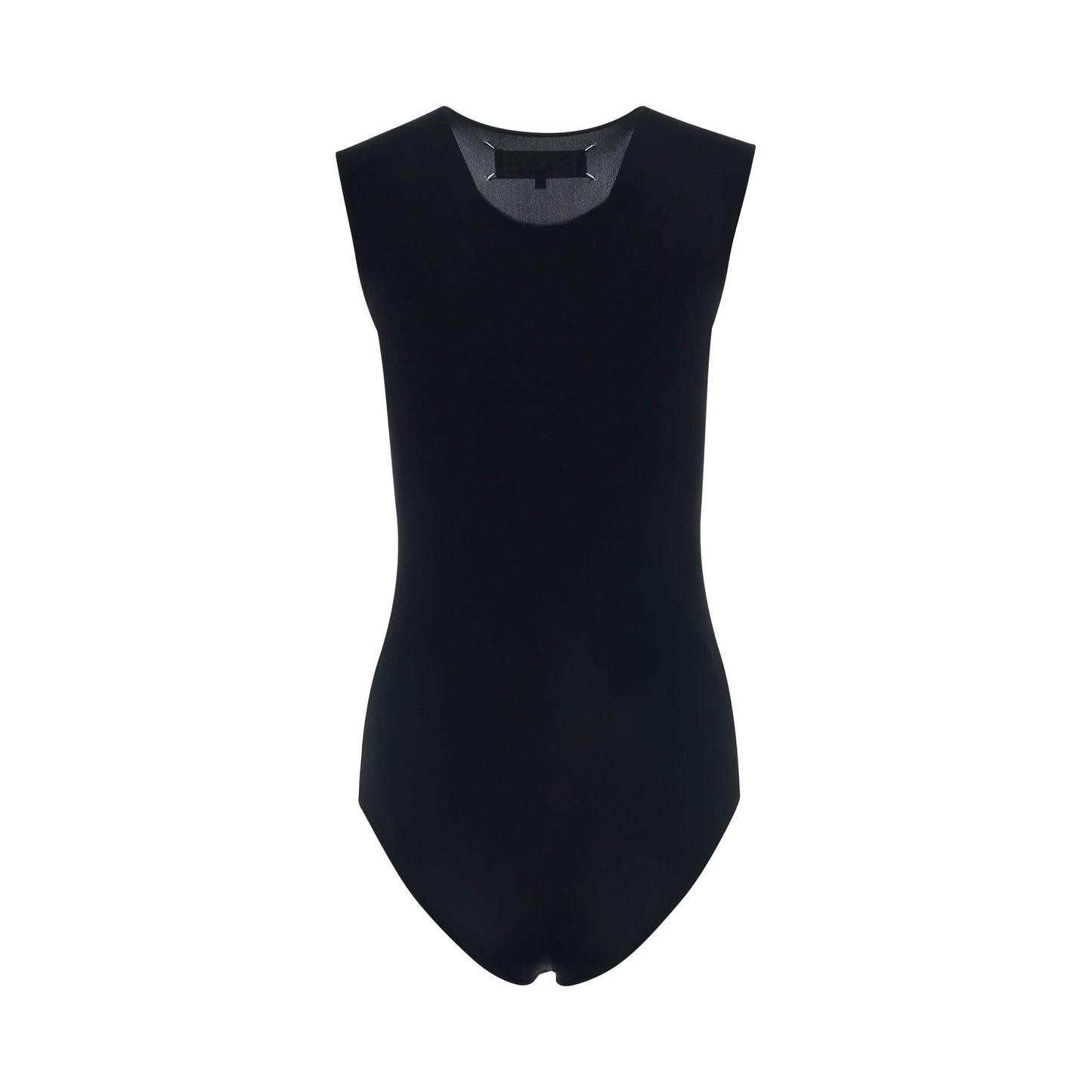 Logo Print Sleeveless Bodysuit in Black