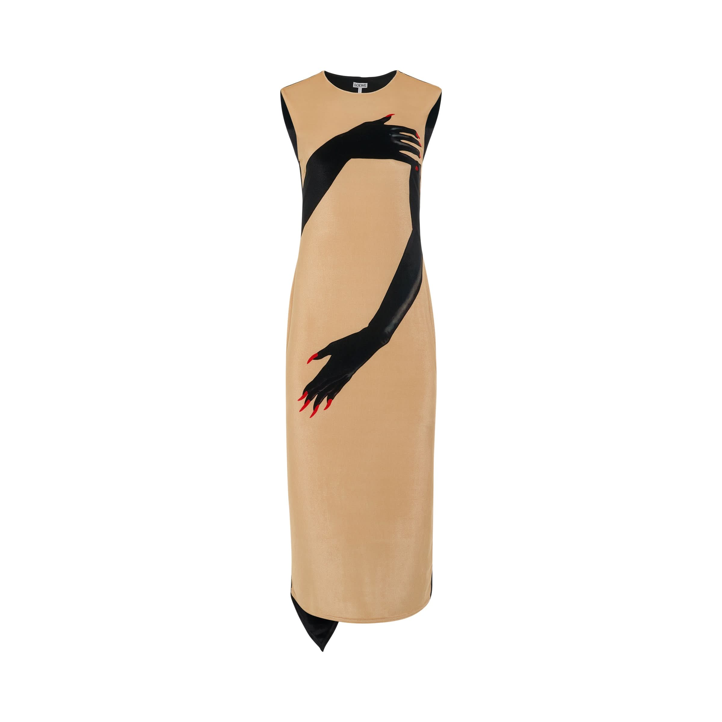 Glove Print Dress in Beige/Black