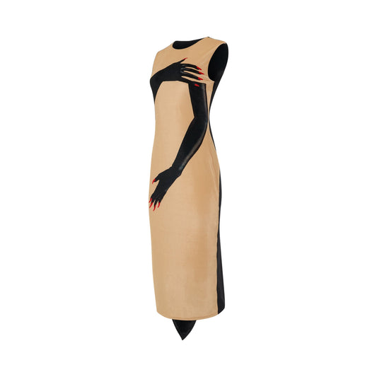 Glove Print Dress in Beige/Black