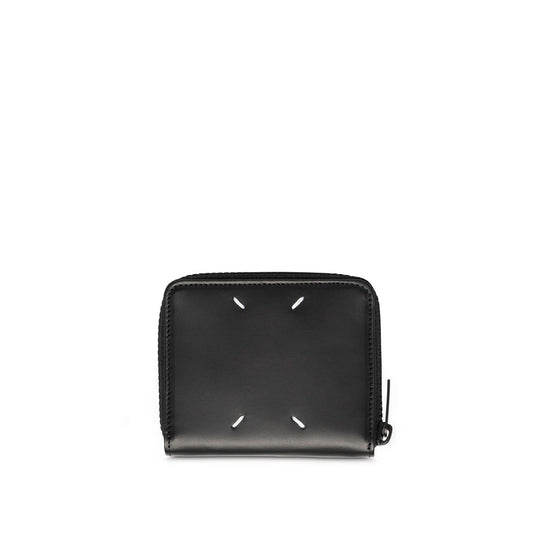 Four Stitch Zip Wallet Black