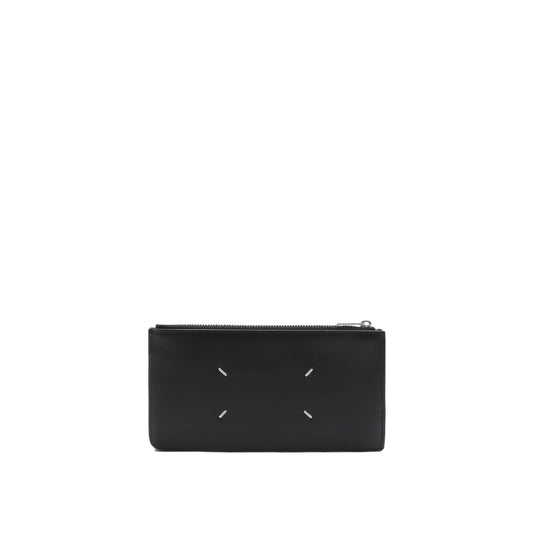 Four Stitch Zip Cardholder in Black