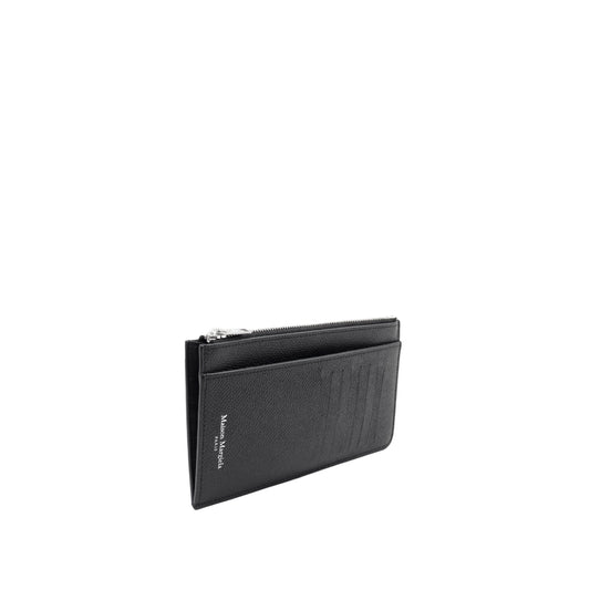 Four Stitch Zip Cardholder in Black