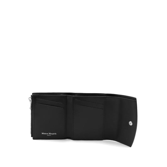 Four Stitch Tri-Fold Wallet in Black