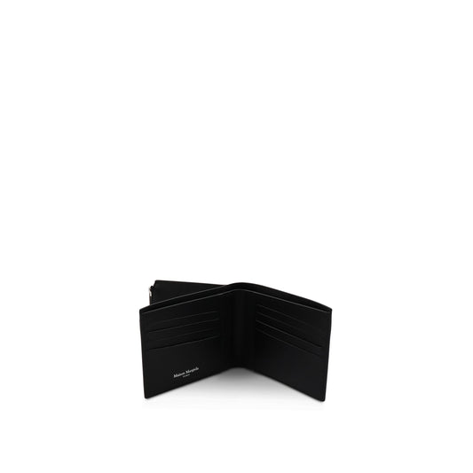 Four Stitch Flip Flap Zip Wallet in Black