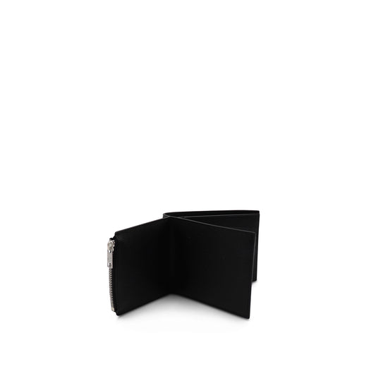 Four Stitch Flip Flap Zip Wallet in Black