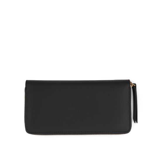 4 Stitch Long Zipped Wallet in Black